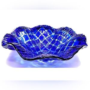 Murano Elegant Cobalt Blue Glass Art Bowl Centerpiece
